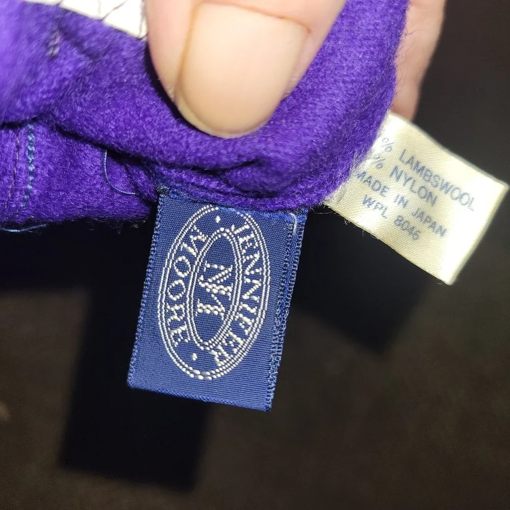 80s‎ JENNIFER MOORE Driving Gloves Macy's Blue Bowes Lambswool Stretch Fall VTG